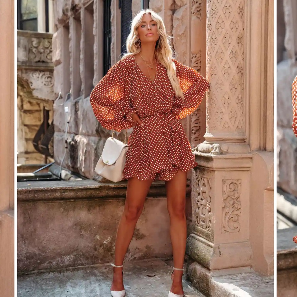 VIERA POLKA DOT PLEATED ROMPER - BROWN